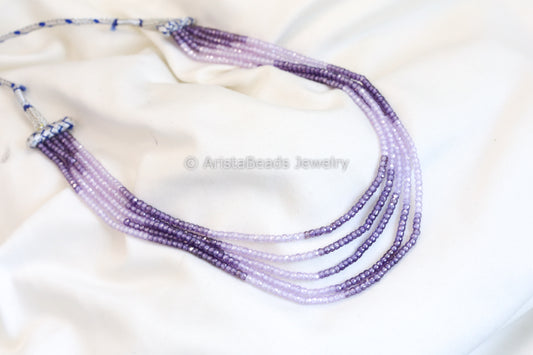 5 Strand Hydro Bead Necklace - Purple