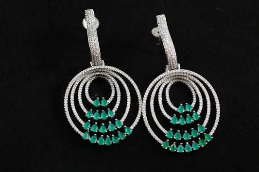 3D CZ Emerald Earrings
