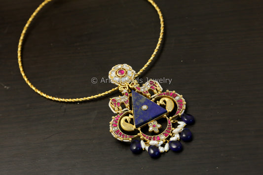 Next To Real Jadau Fusion Necklace - Lapis (Removable)