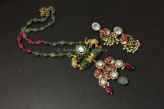 Multicolor Fusion Jadau & Moissanite Necklace