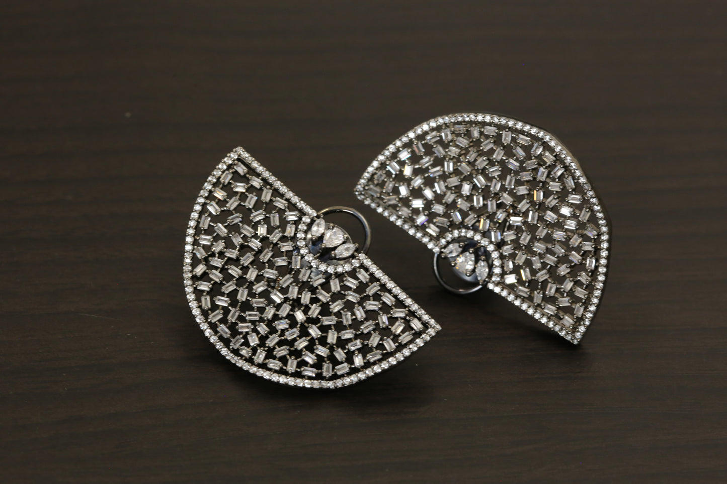 Suhasini Chand CZ Earrings - Oxidized
