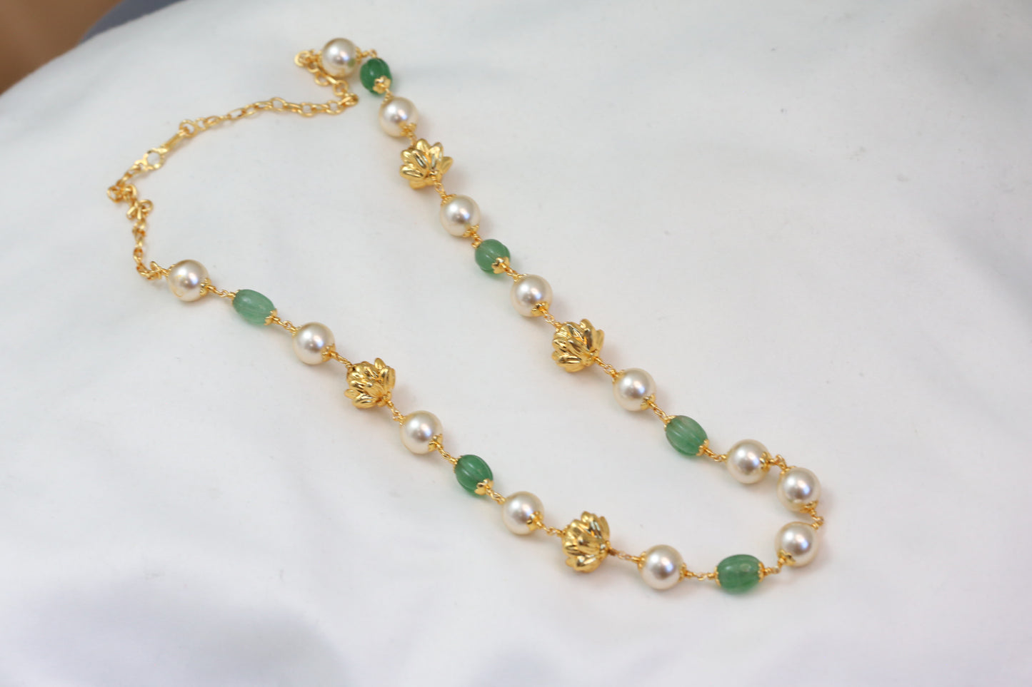 Beaded Mala with Fluorite, Pearl & Nakshi Beads