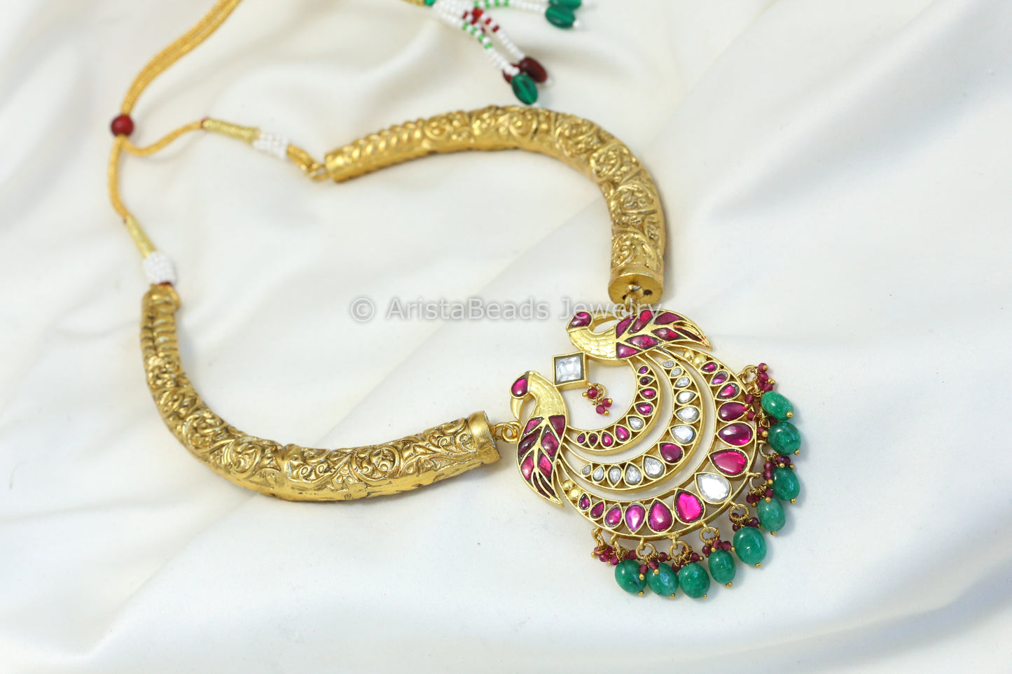 Temple Nakshi Hasli & Jadau Pendant Necklace