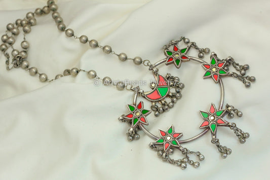 Kareena Real Glass Necklace - Red Green