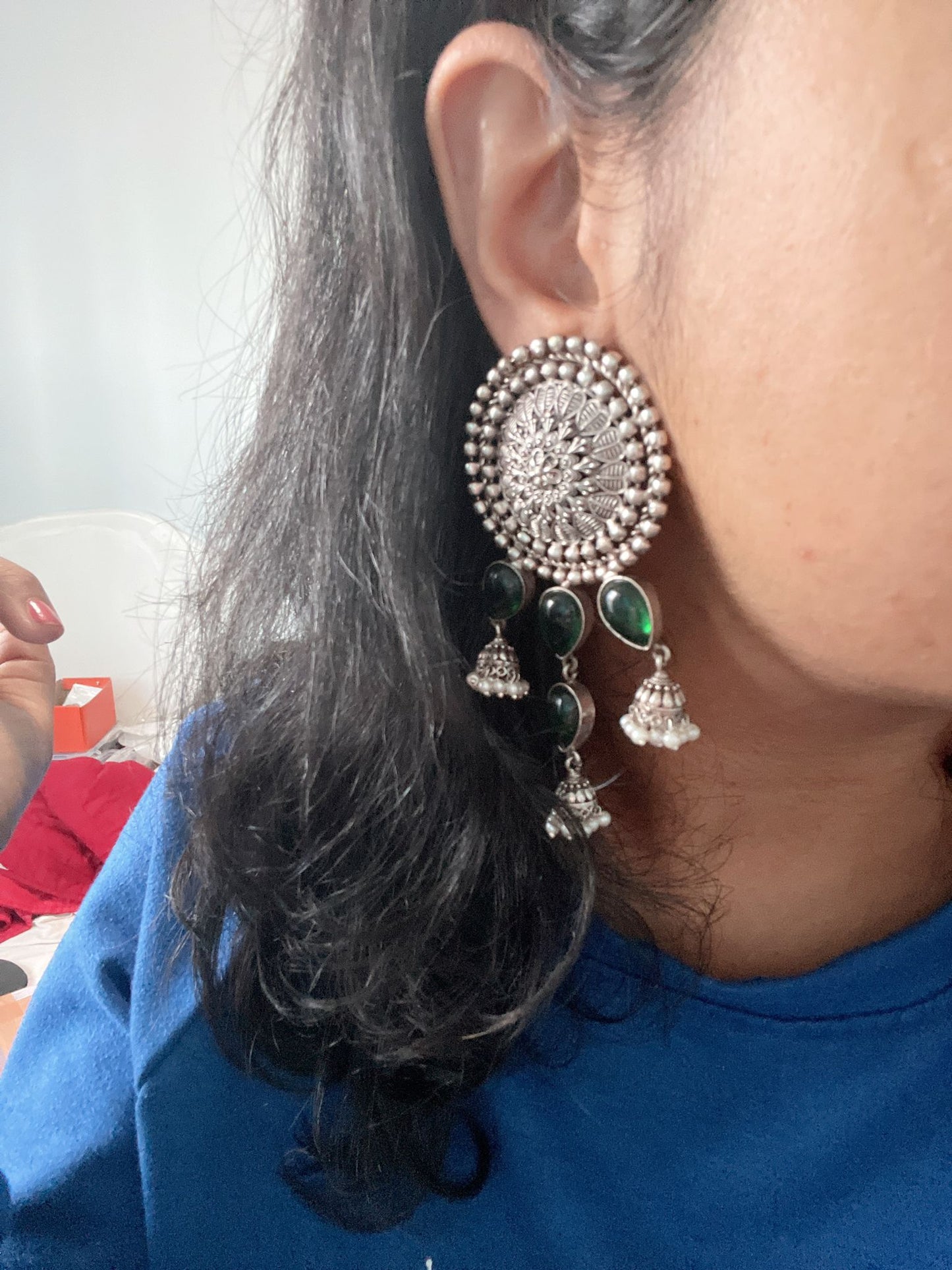 Extra Large Jhumka Earrings - Green
