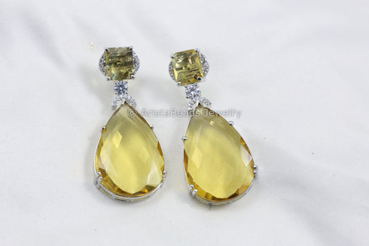 Yellow Sapphire Hydro & CZ Earrings