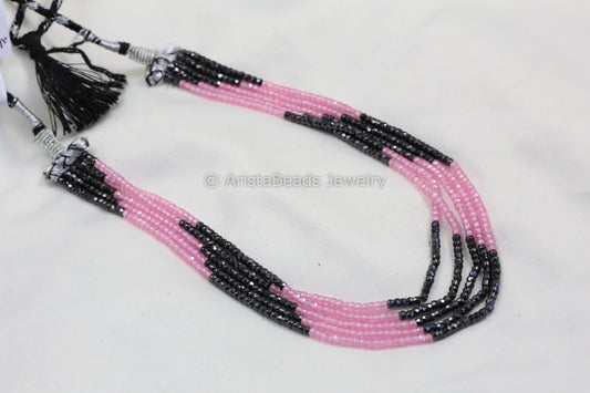 5 Strand Hydro Bead Necklace - Pink Black