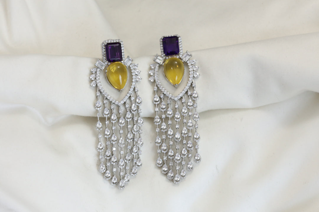 Premium Yellow Purple Doublet CZ Earrings