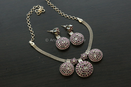 Ananya Kemp Stones Necklace Set - Ruby