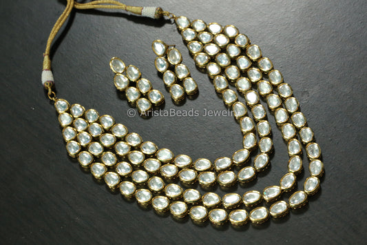 4 Layer Rajawadi Kundan Necklace Set