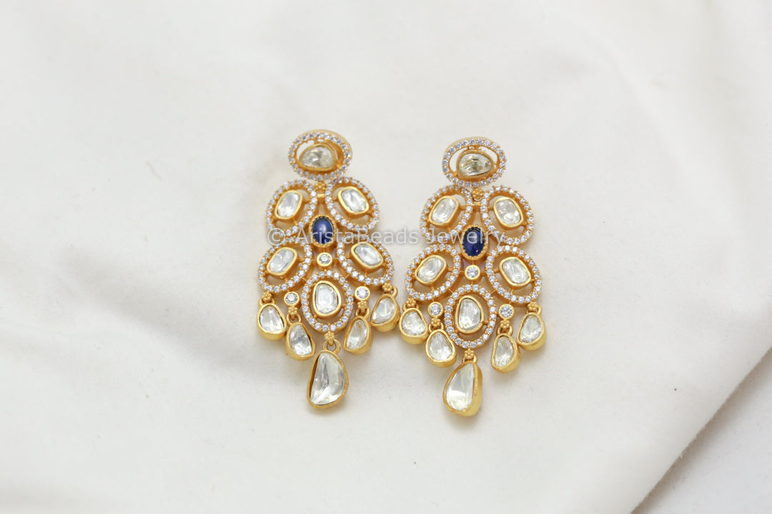 Amara Real Moissanite Earrings - Blue