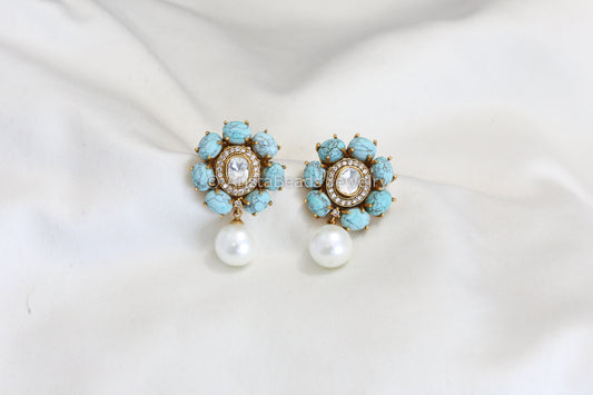Turquoise Polki Earrings