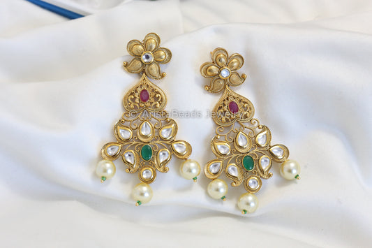 Antique Gold Kundan Earrings