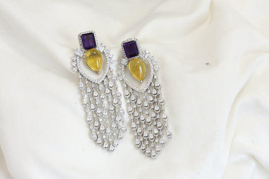Premium Yellow Purple Doublet CZ Earrings