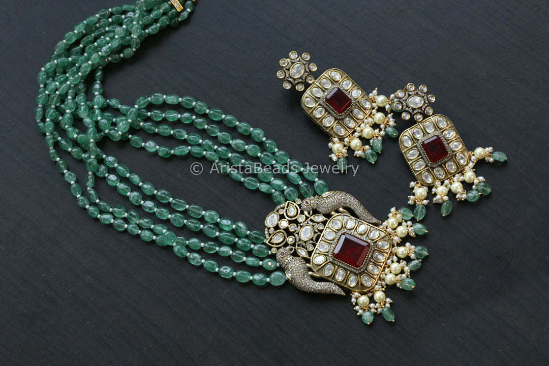 Green Doublet Victorian Necklace Set