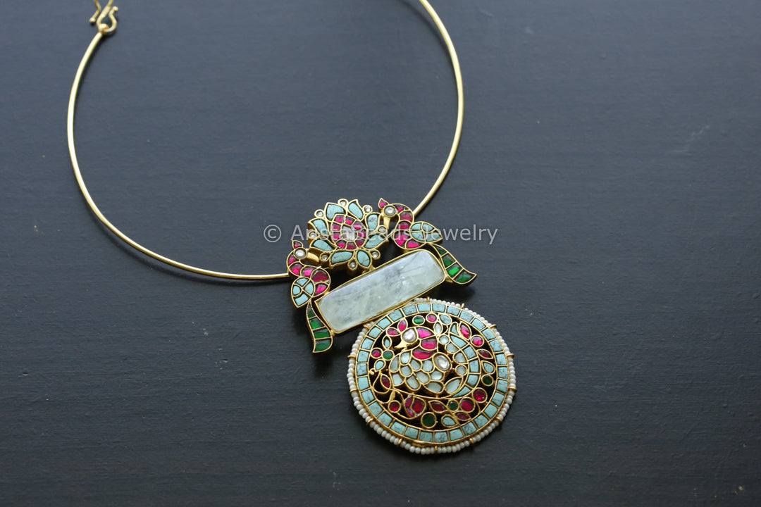 Jadau Kundan Fusion Necklace - Style2 (Fluorite Stone)