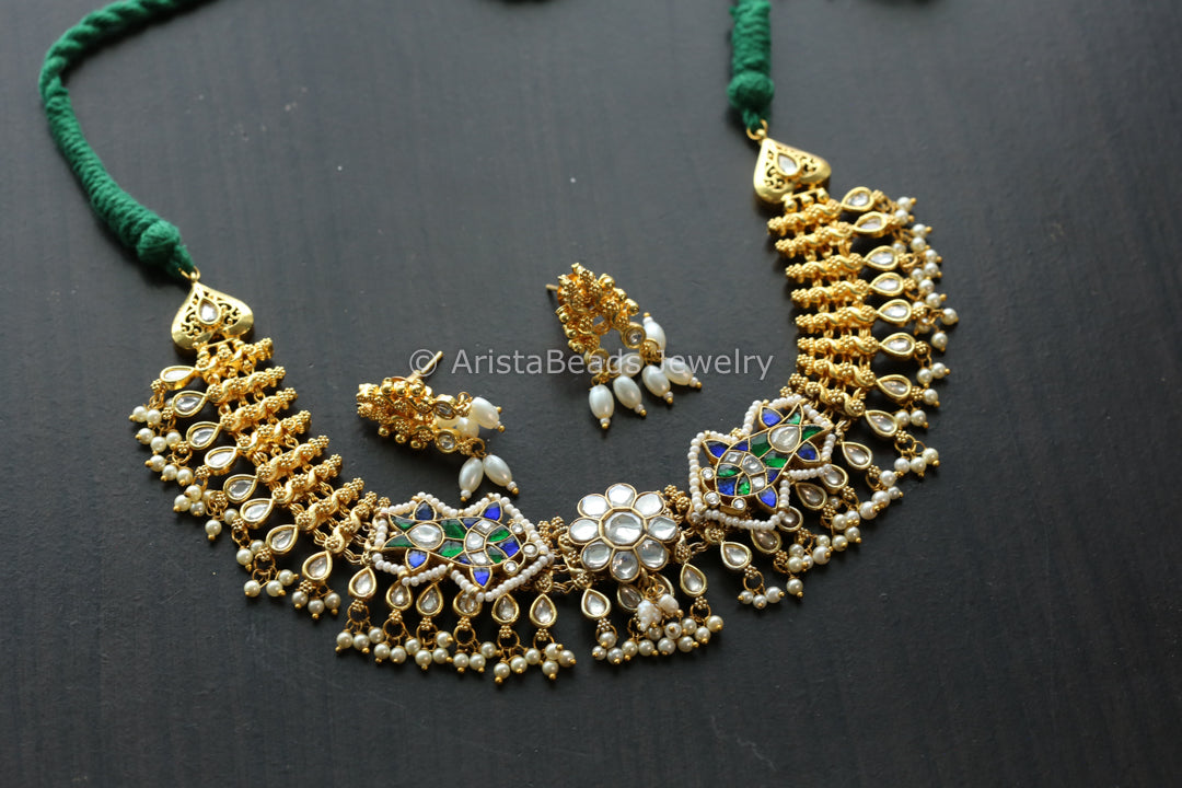 Gold Fusion Jadau Kundan Necklace Set