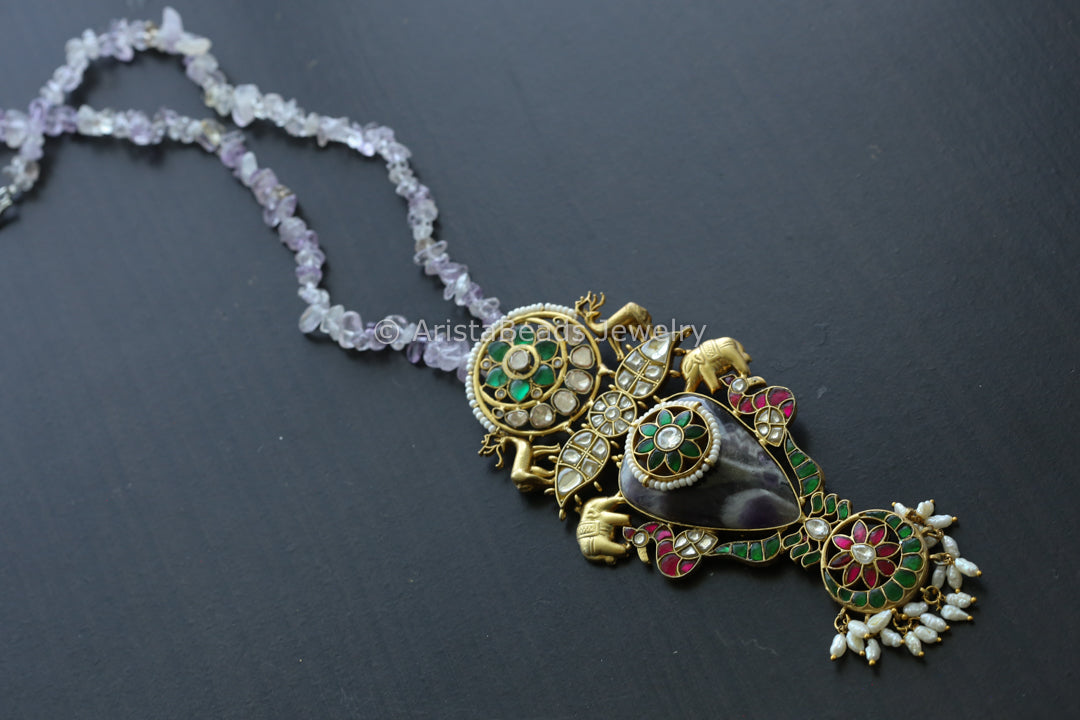 Amethyst Jadau Kundan Fusion Necklace - Style 6