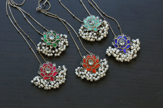 Dainty Jadau Kundan Chain Necklace ( Colors Available)