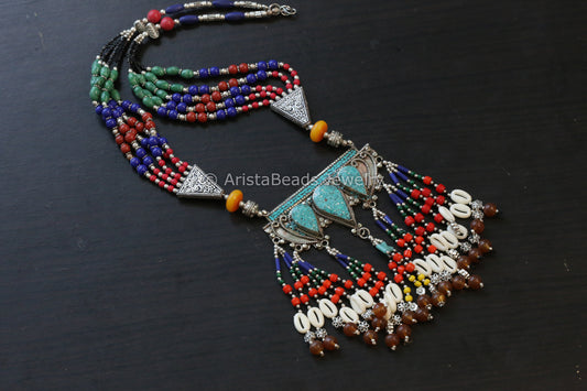 Real Tibetan Necklace With Semiprecious Stones - Design 4
