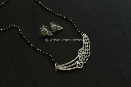 Black Bead Silver Necklace - Stye 8