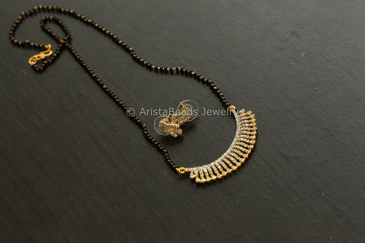 Black Bead Gold Necklace - Stye 4