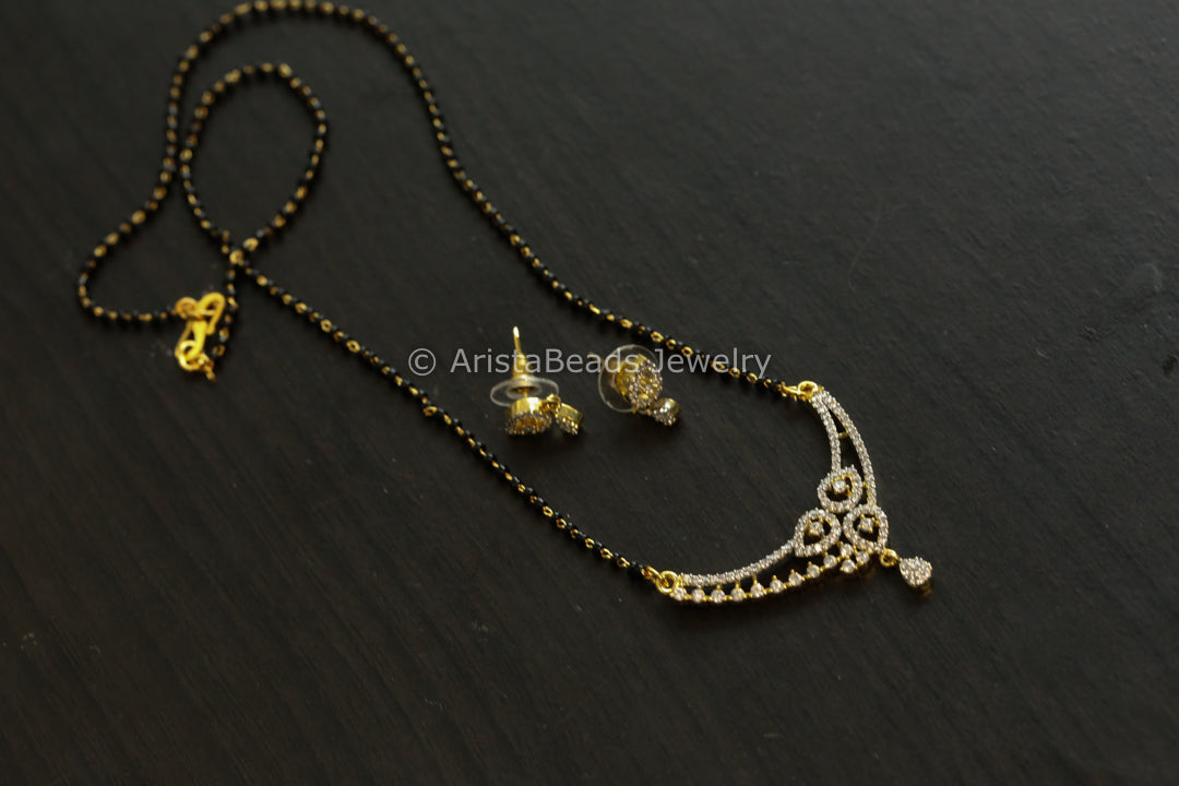 Black Bead Gold Necklace - Stye 7