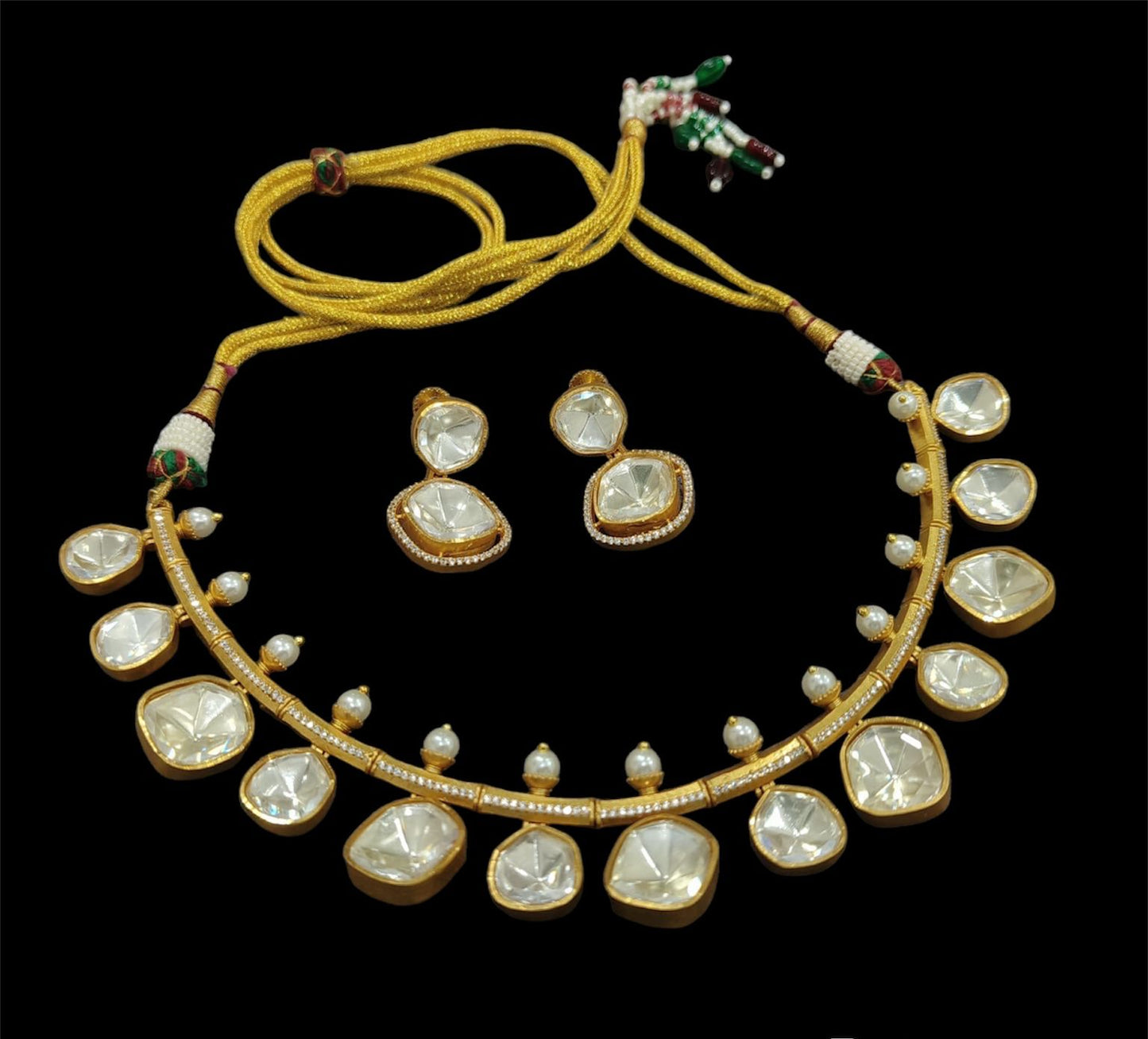 Real Moissanite Polki Necklace Set