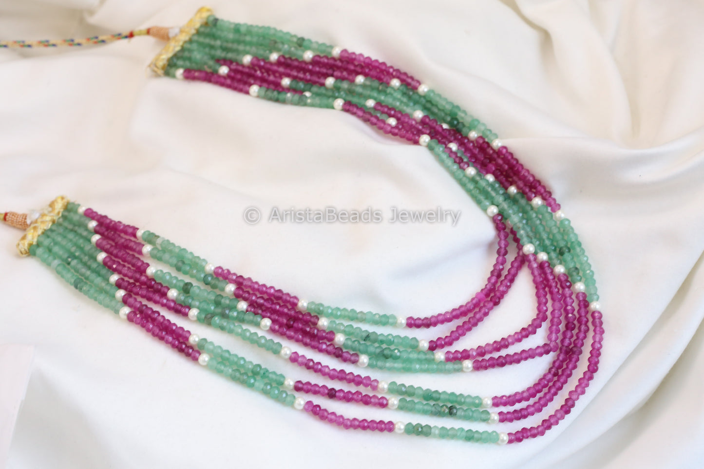 7 Strand Semiprecious Beads Necklace - Style 6
