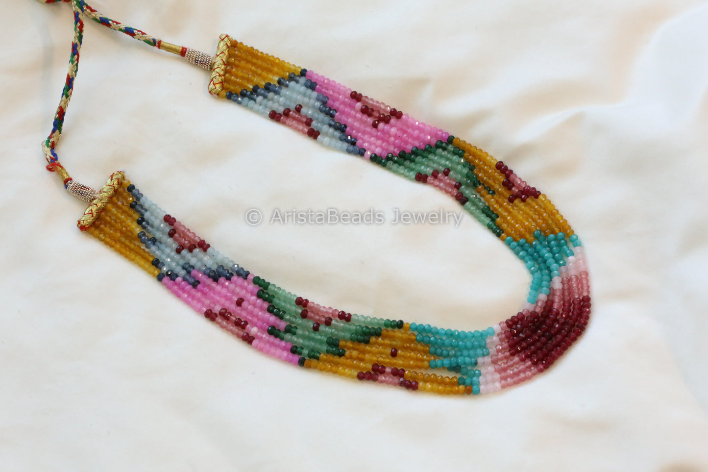 7 Strand Semiprecious Beads Necklace - Style 9