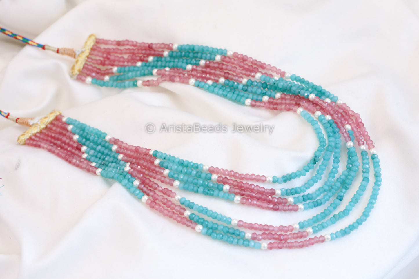 7 Strand Semiprecious Beads Necklace - Style 1