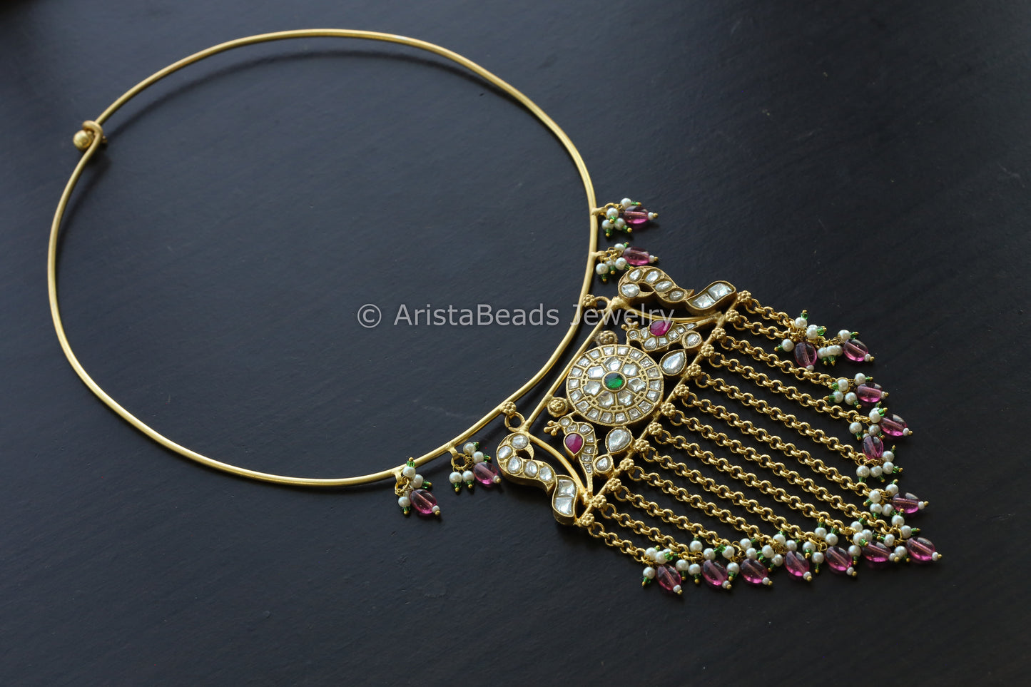 One Of A Kundan Jadau Hasli Tassel Necklace