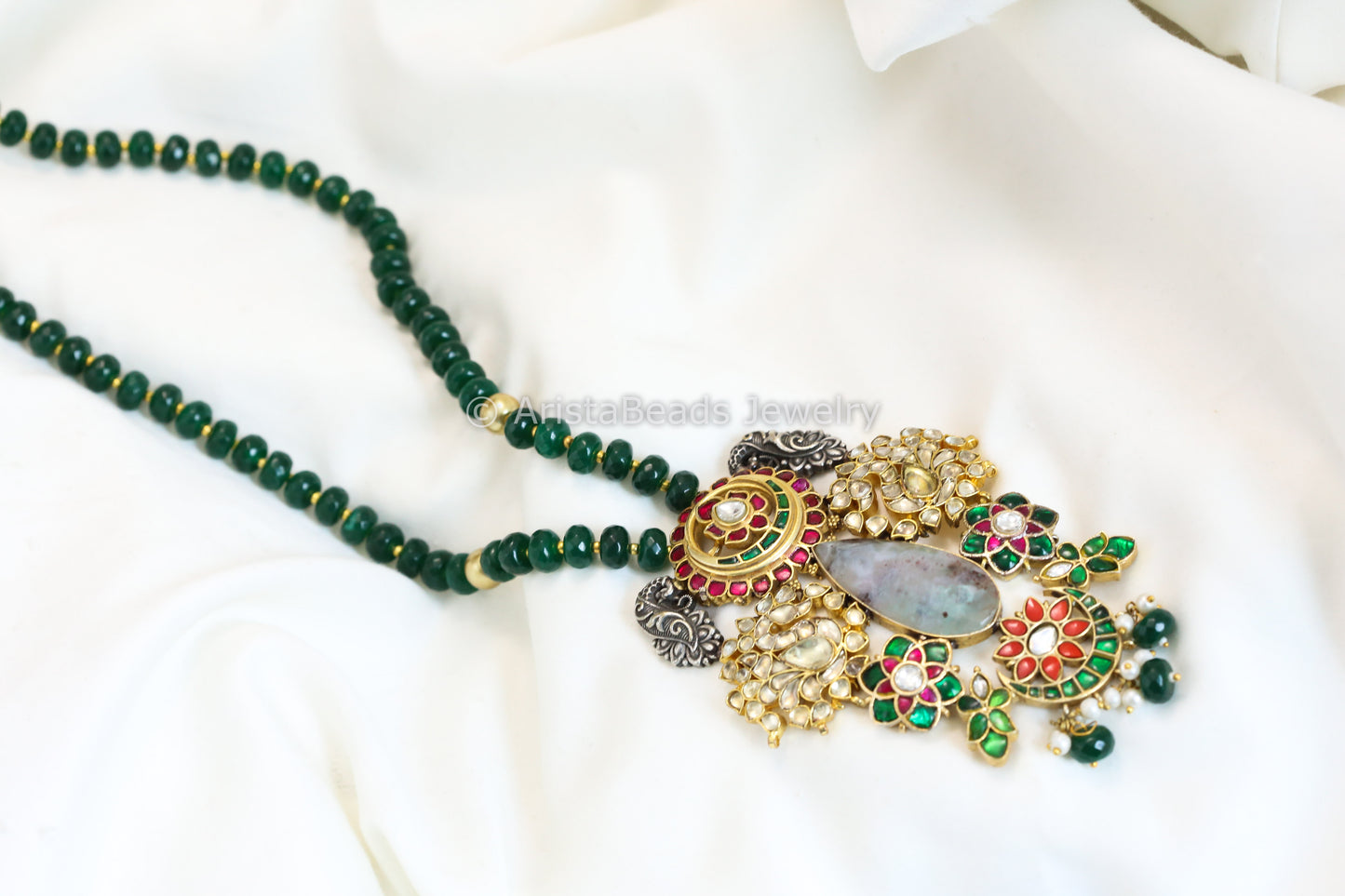 Kundan Jadau Fusion Necklace - Agate Beads