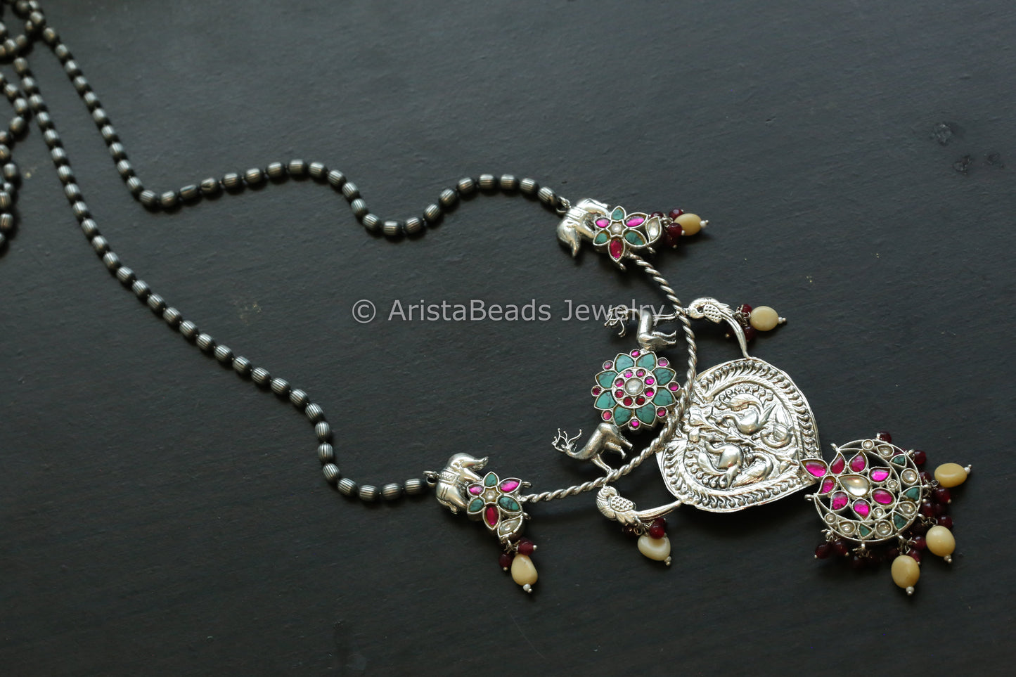 Next To Real Silver Jadau Necklace - Turquoise