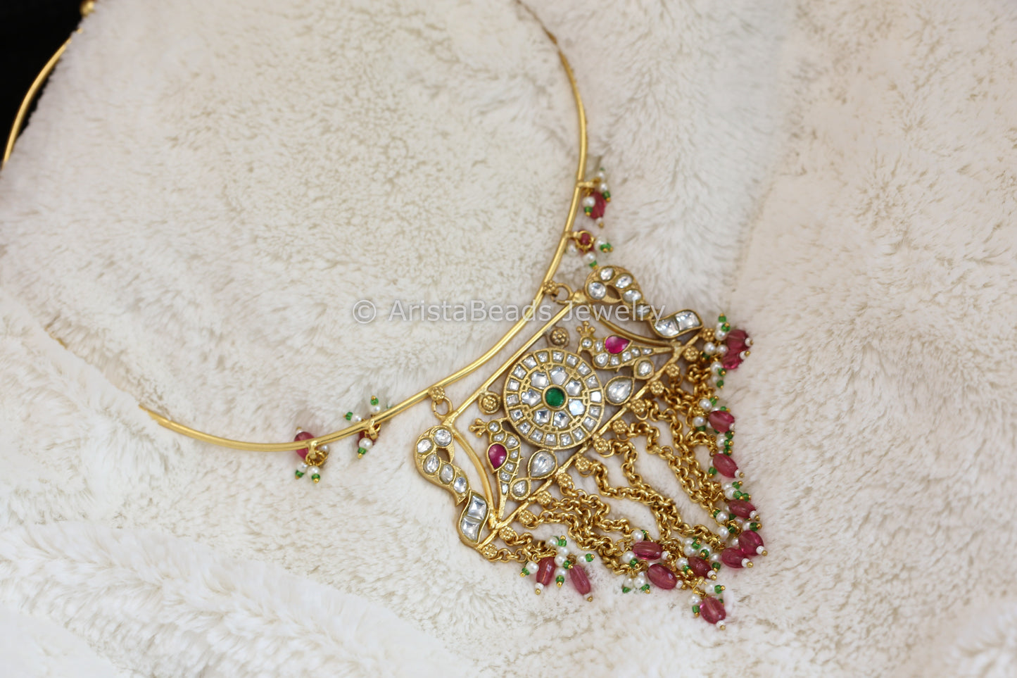 One Of A Kundan Jadau Hasli Tassel Necklace