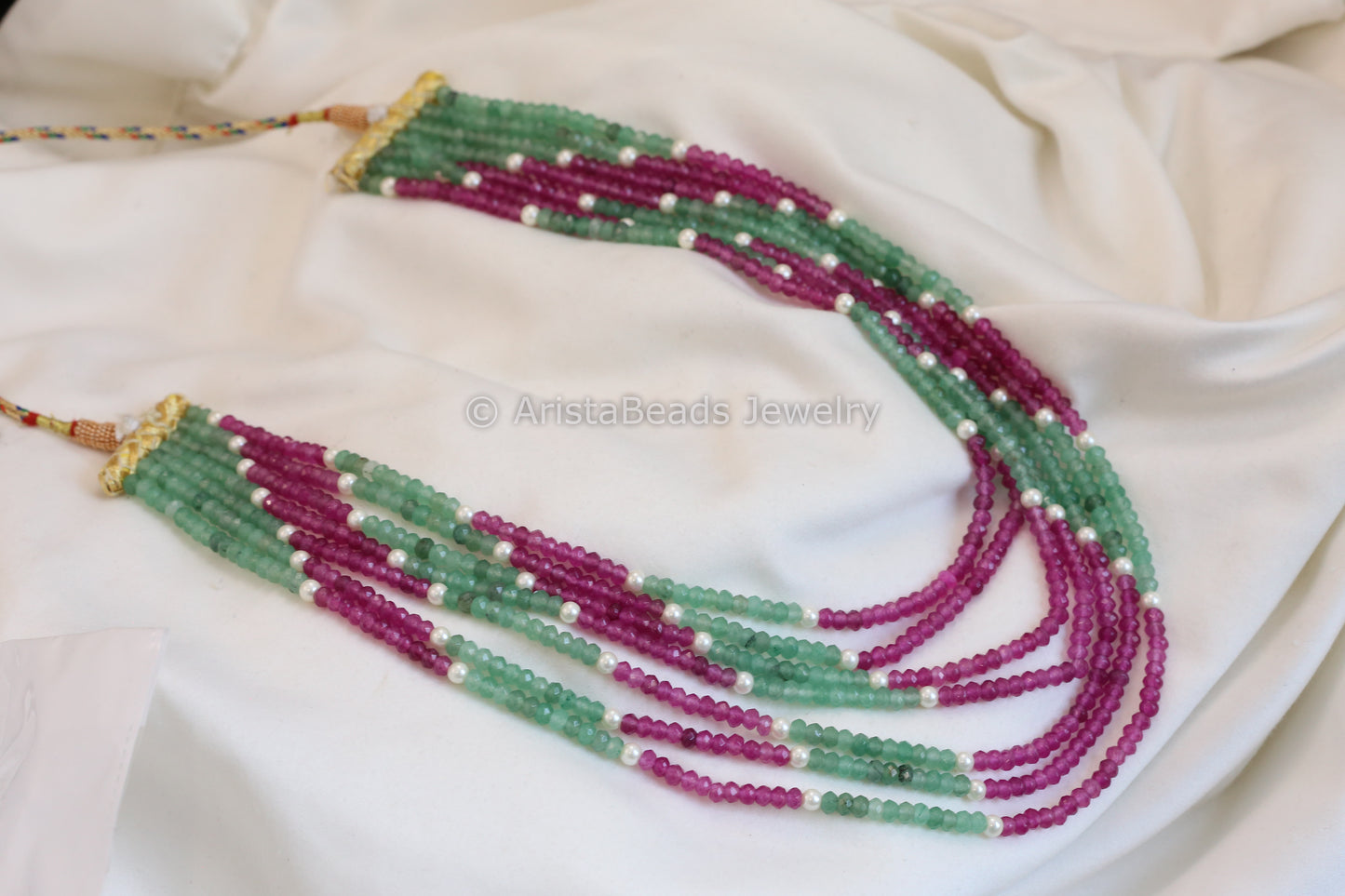 7 Strand Semiprecious Beads Necklace - Style 6