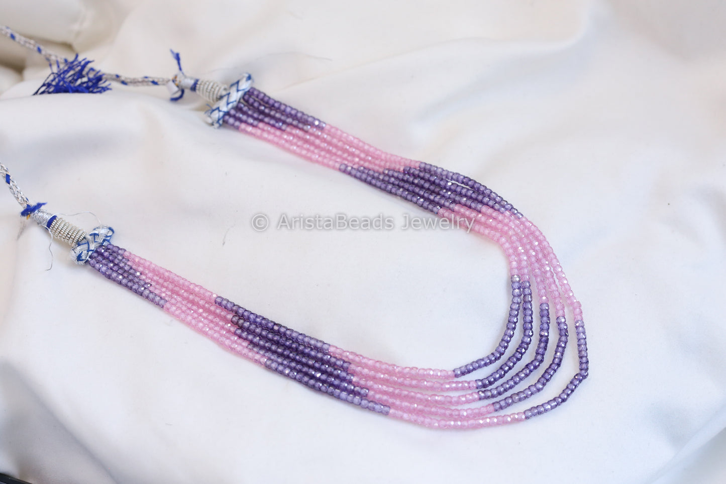 5 Strand Hydro Bead Necklace - Pink Purple