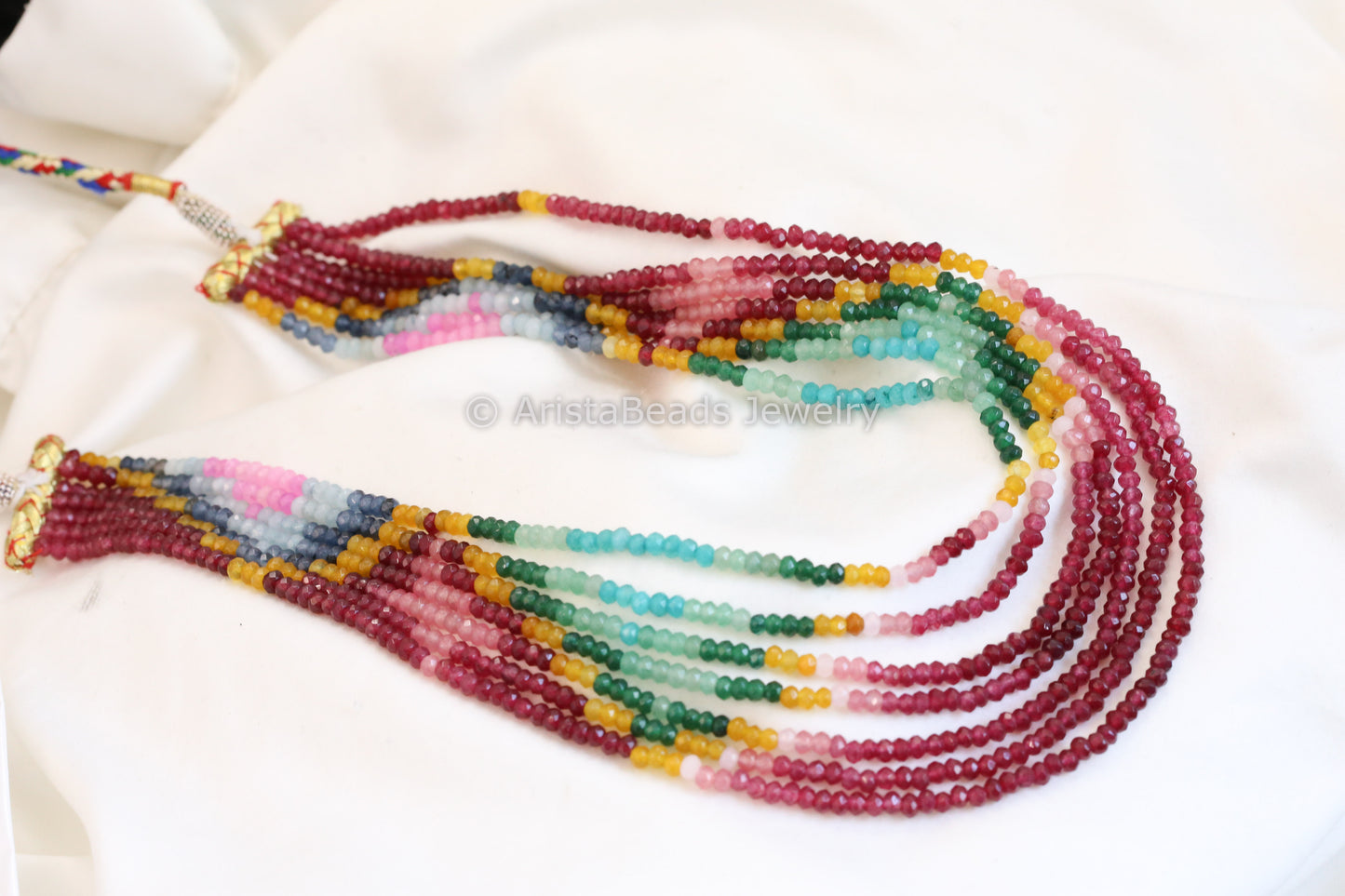 7 Strand Semiprecious Beads Necklace - Style 3
