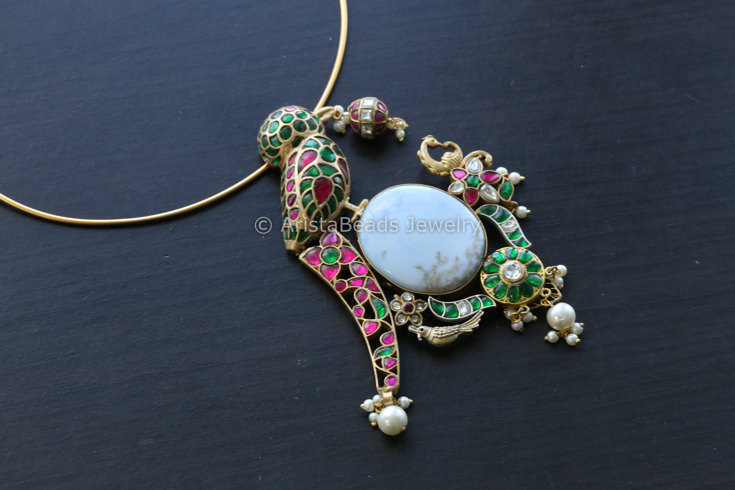 Multicolor Kundan Jadau Fusion Hasli Necklace - Larimar