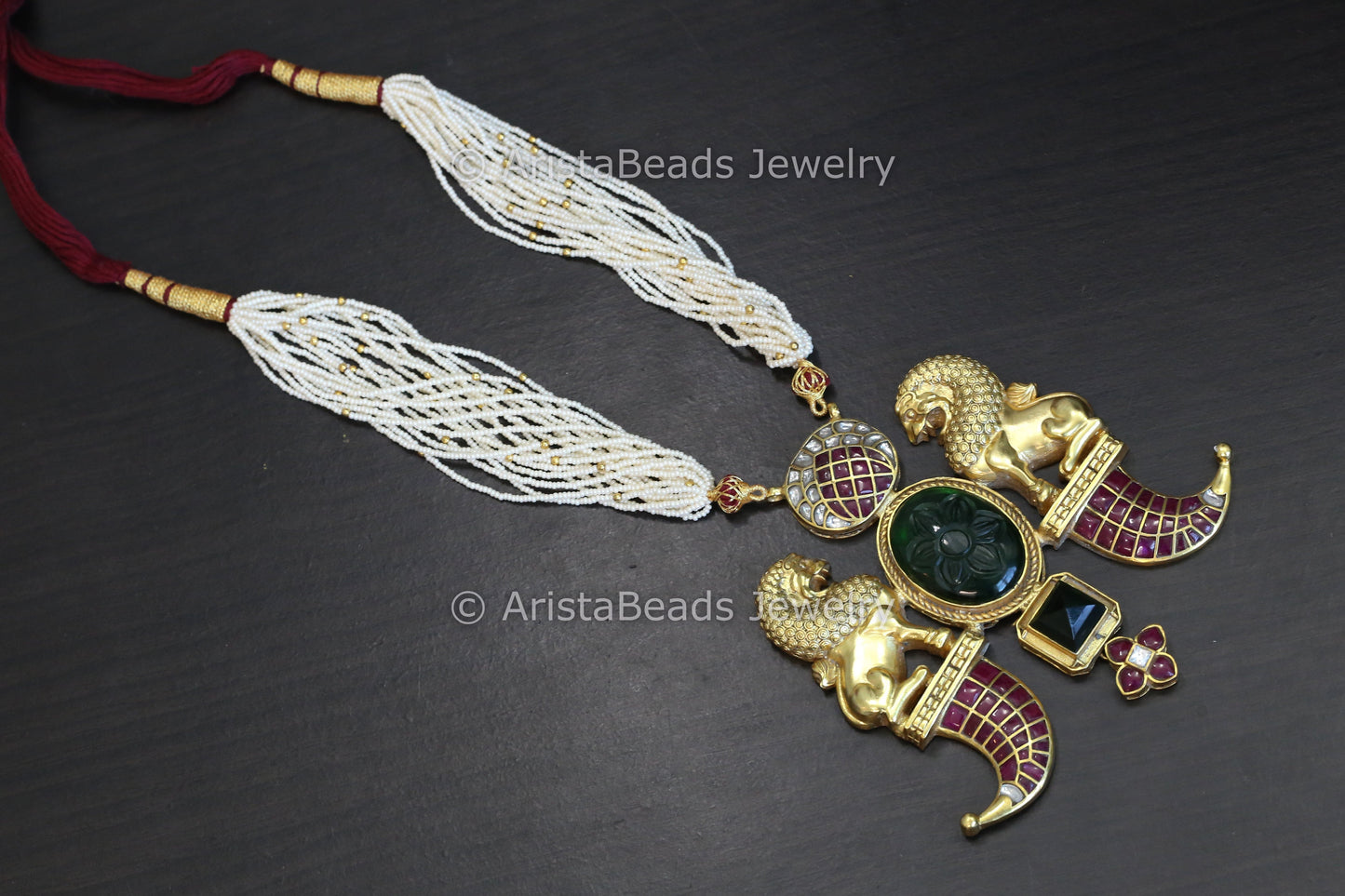 Large Apala Inspired Jadau Kundan Lion Necklace