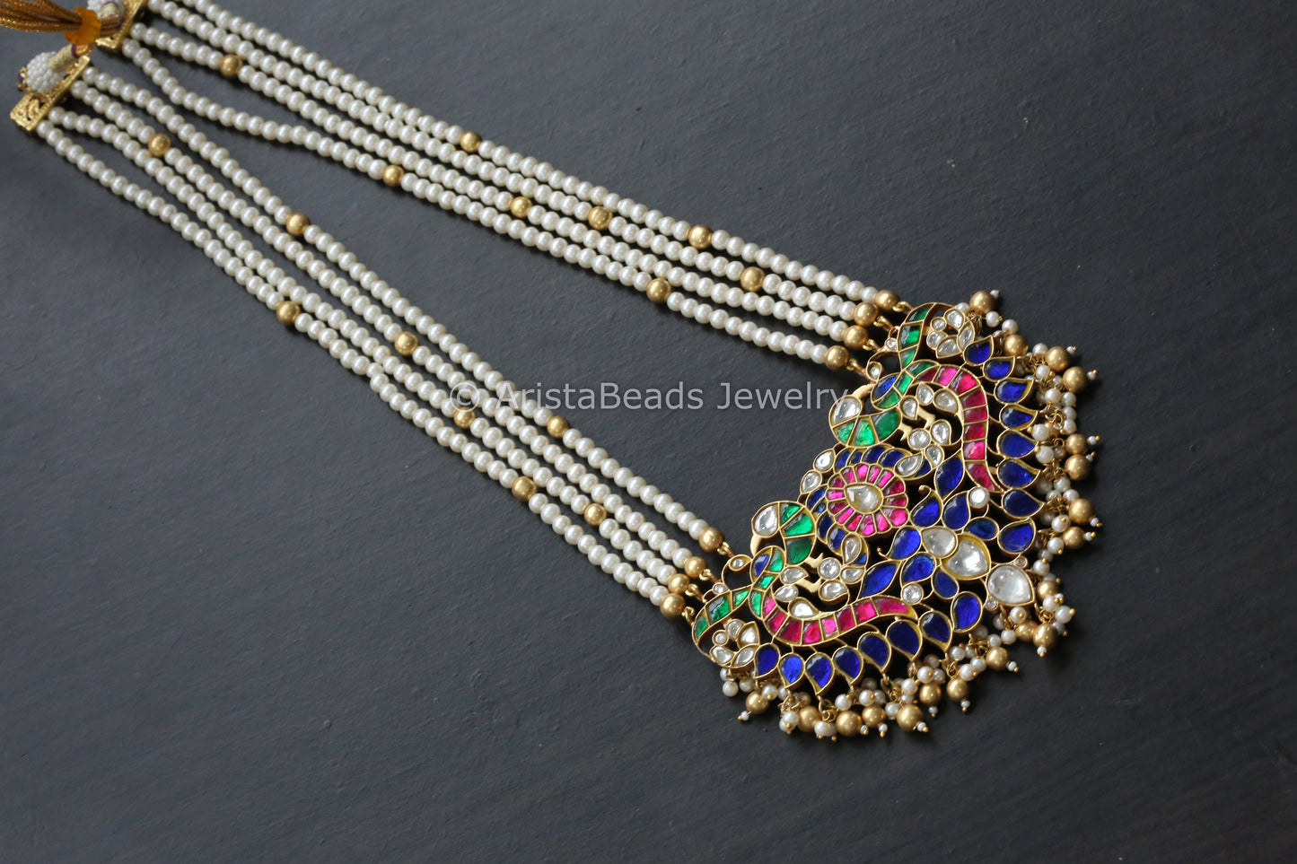 Jadau Kundan Multilayer Pearl Necklace