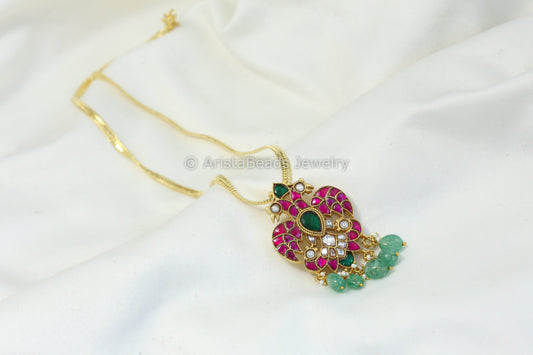 Jadau Garuda Pendant & Gold Chain - Ruby