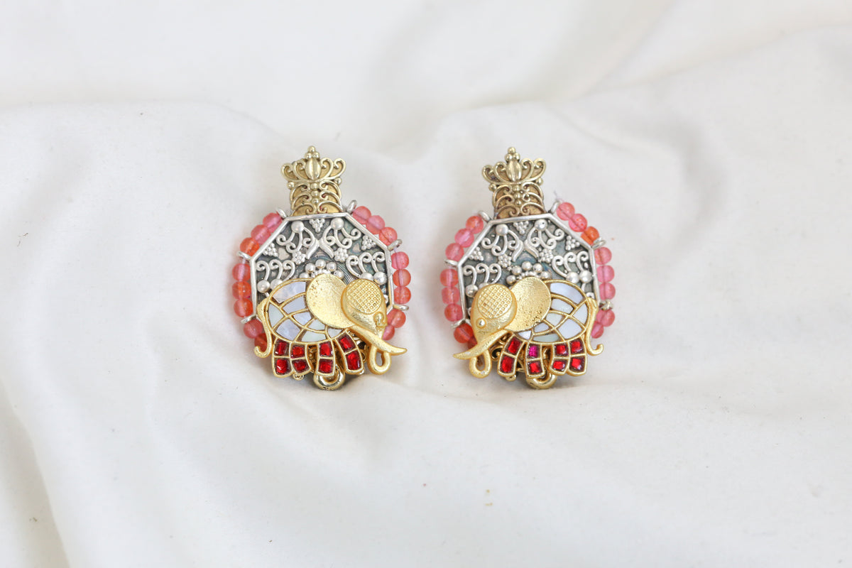 Samaira Dual Tone Kundan Studs - Peach – AristaBeads Jewelry