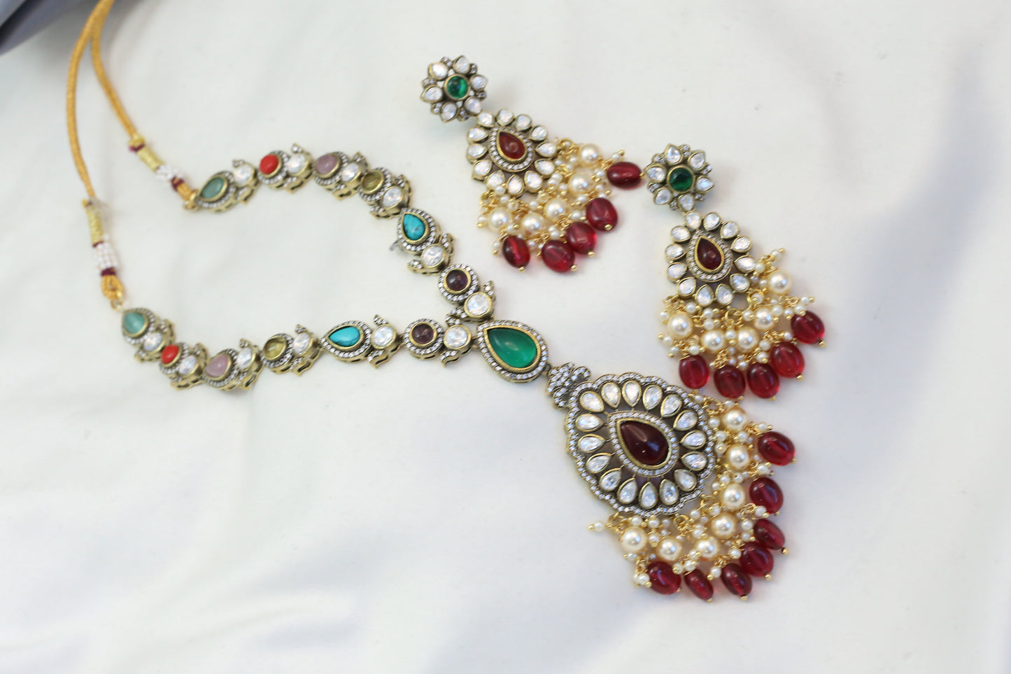 Multicolor Stones & Kundan Polki Necklace Set