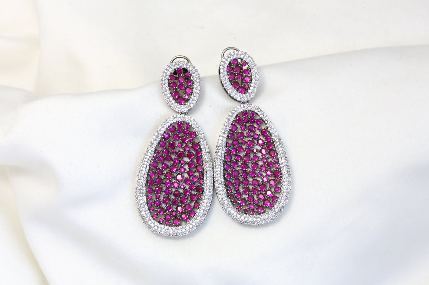 Contemporary CZ Earrings - Ruby
