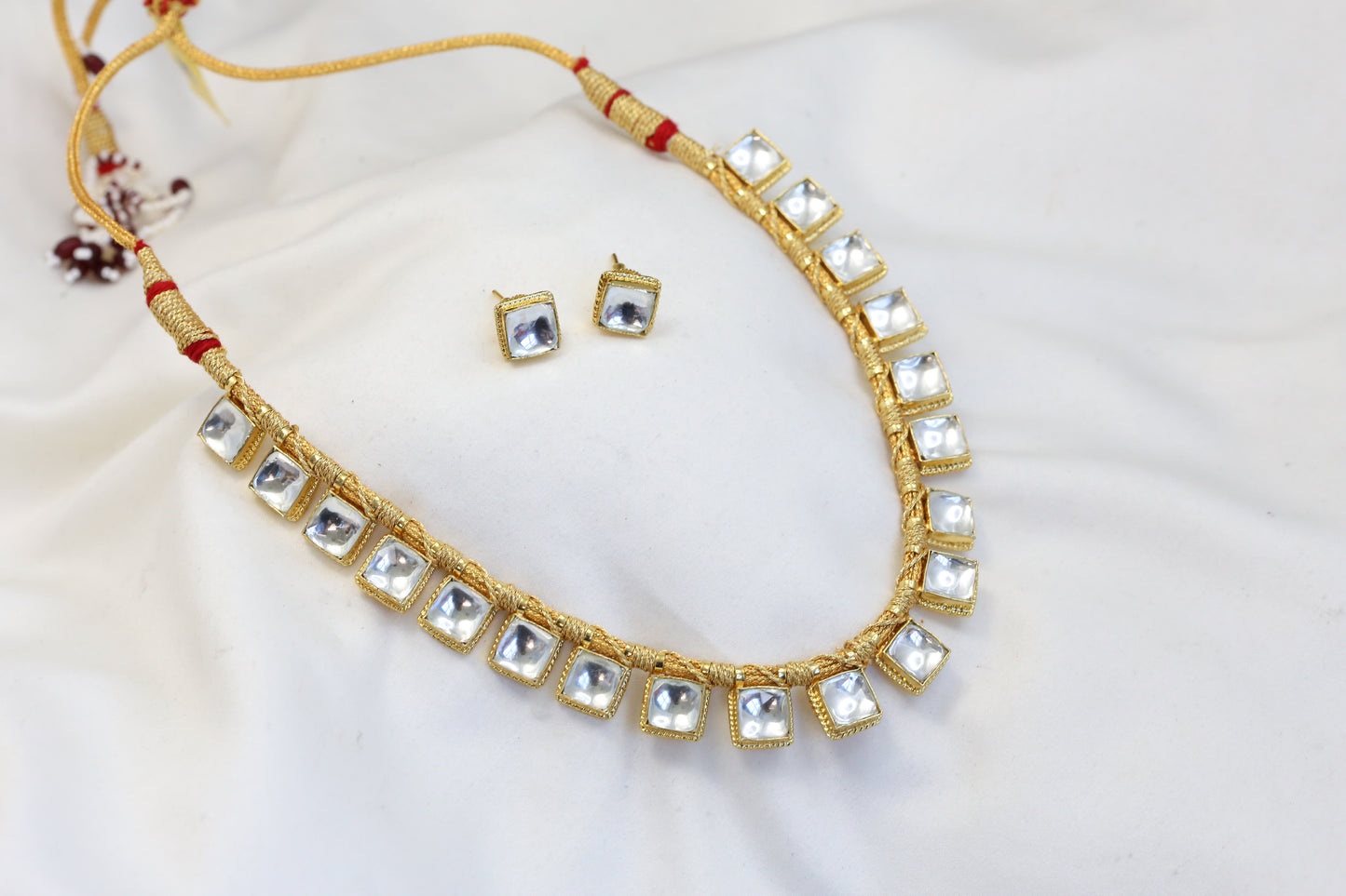 Clear Pachi Kundan Necklace Set