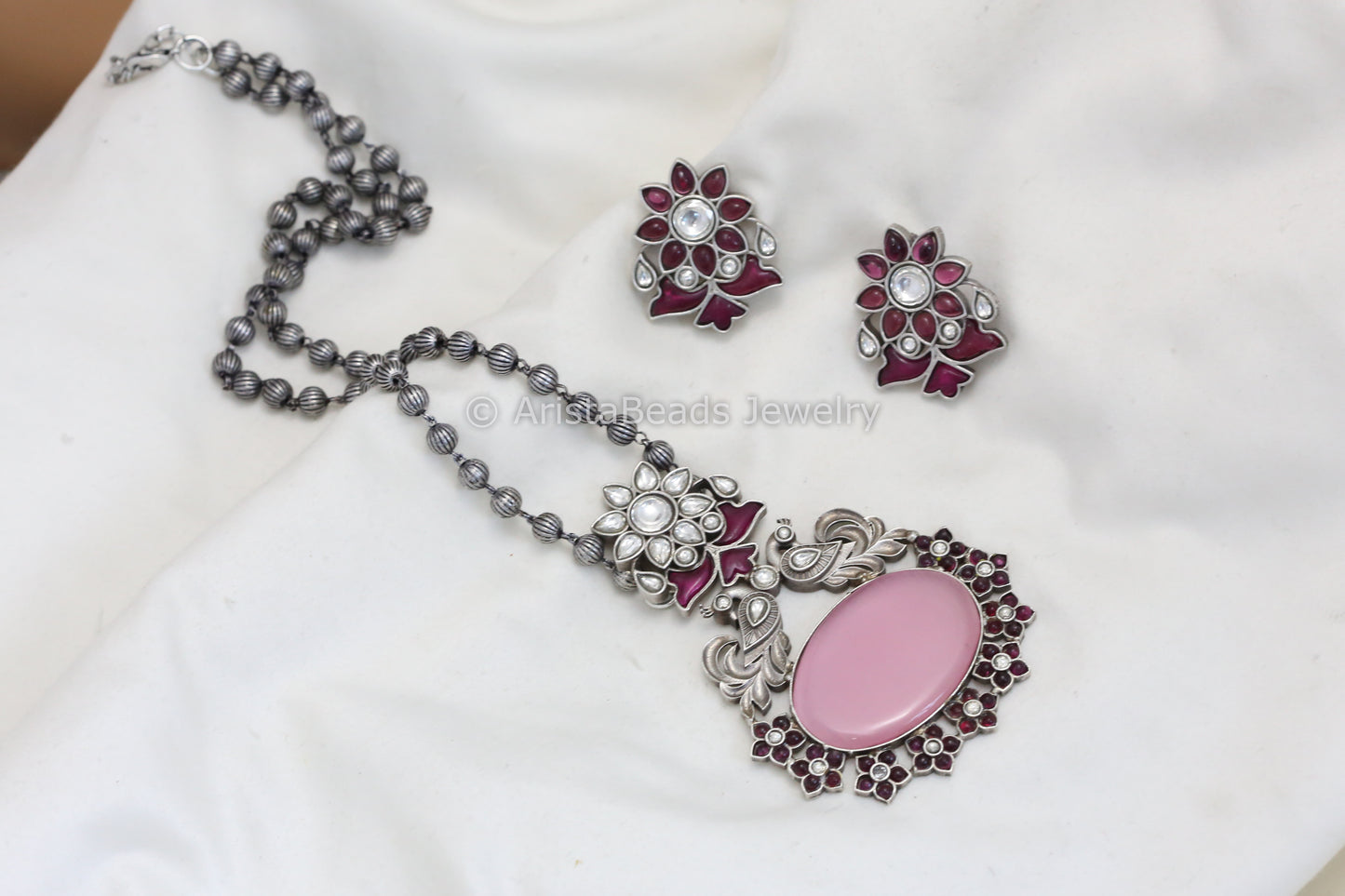 Kundan & Pink Monalisa Stone Necklace
