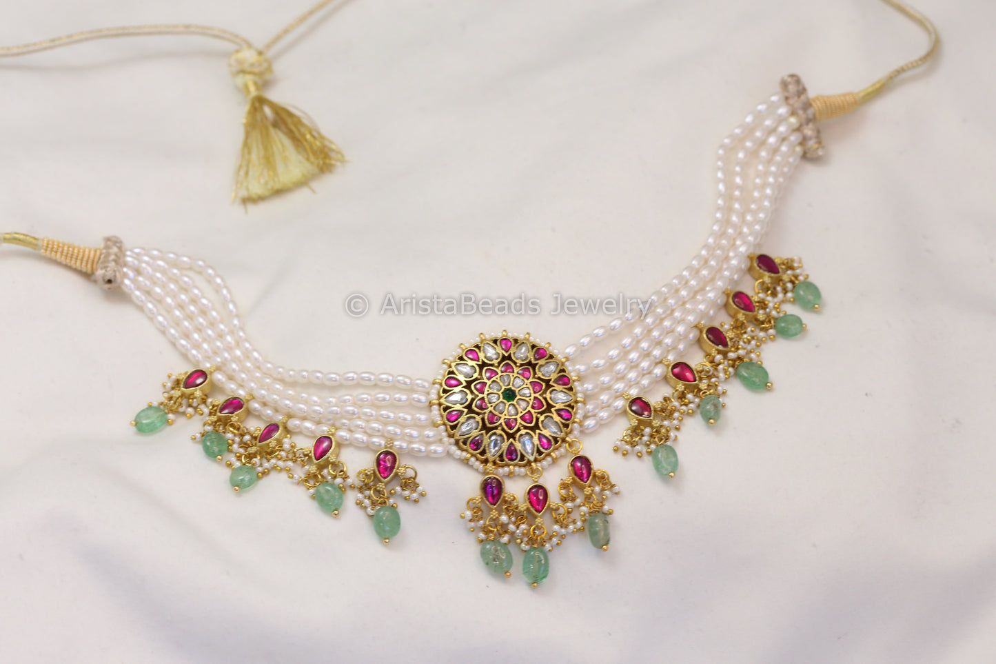 Jadau Kundan Choker Necklace - Multicolor