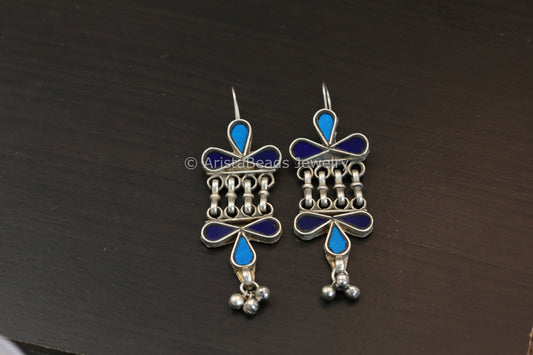Shanaya Real Glass Earrings - Blue Turquoise