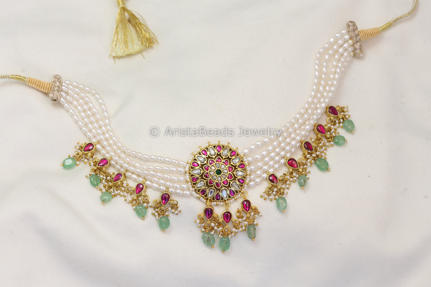 Jadau Kundan Choker Necklace - Multicolor